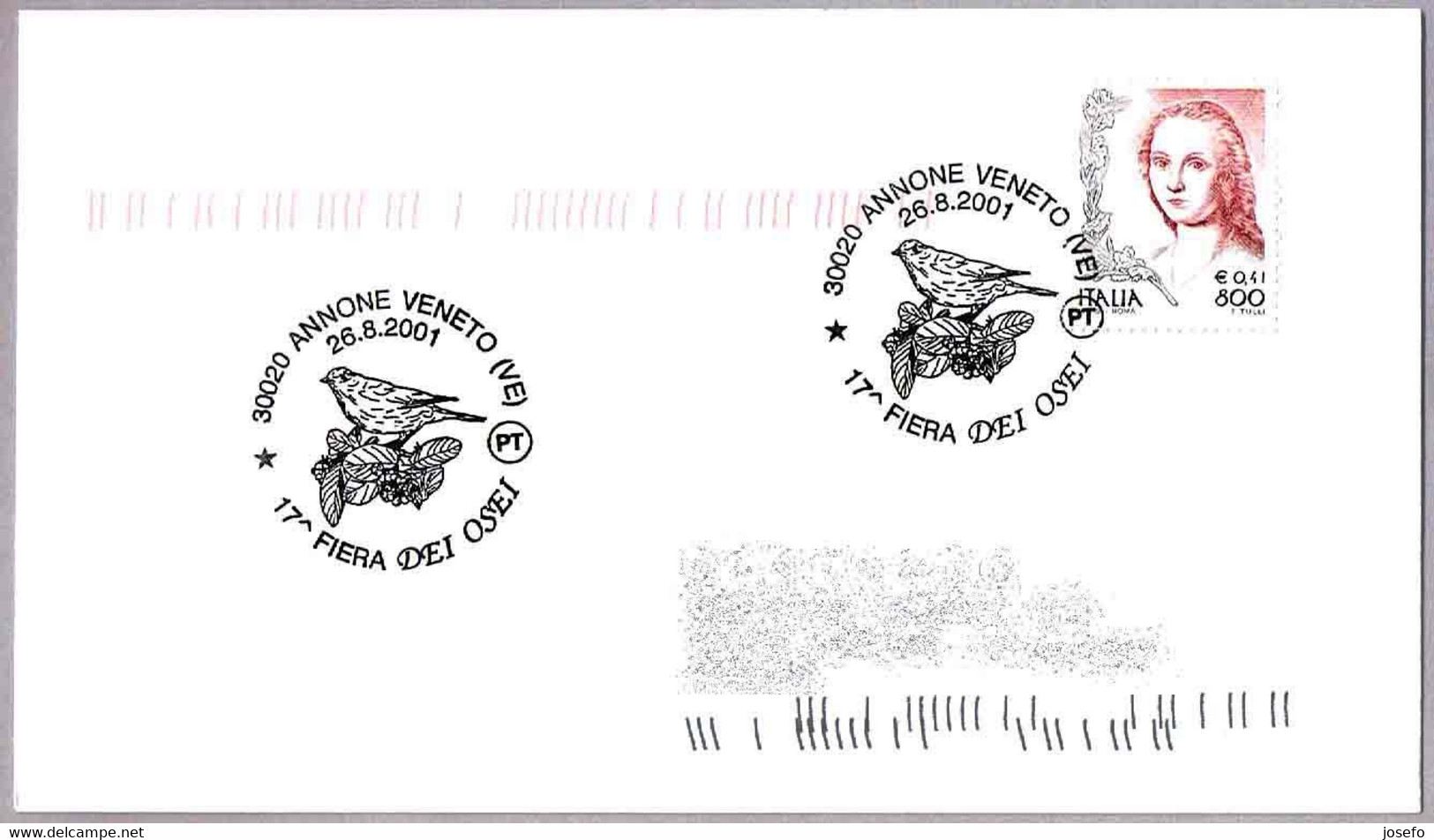 17^ FIERA DEI OSEI - FERIA DE AVES. Annone Veneto, Venezia, 2001 - Mechanical Postmarks (Advertisement)