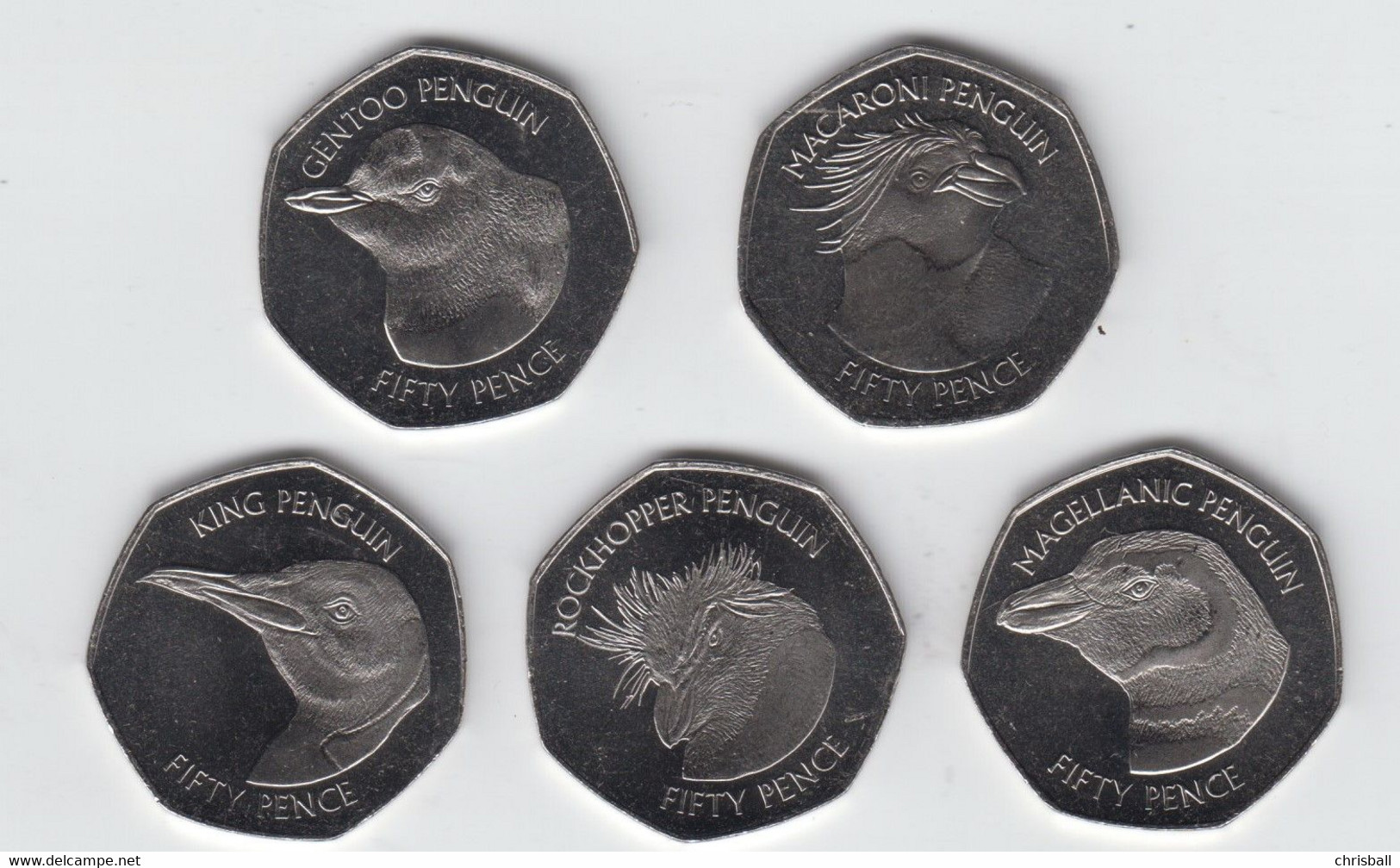 Falkland Island 50p Coin Set 5 Penguin In Official Folder Uncirculated 2018 - Falkland