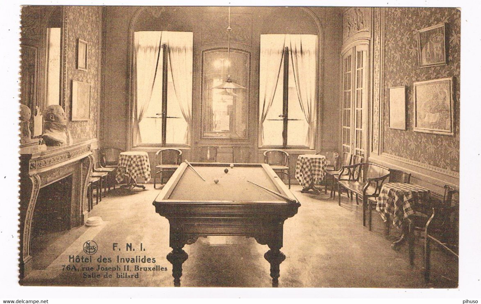 B-8063  BRUXELLES : Hotel Des Invalides - Salle De Billard ( Biljart ) - Cafés, Hôtels, Restaurants