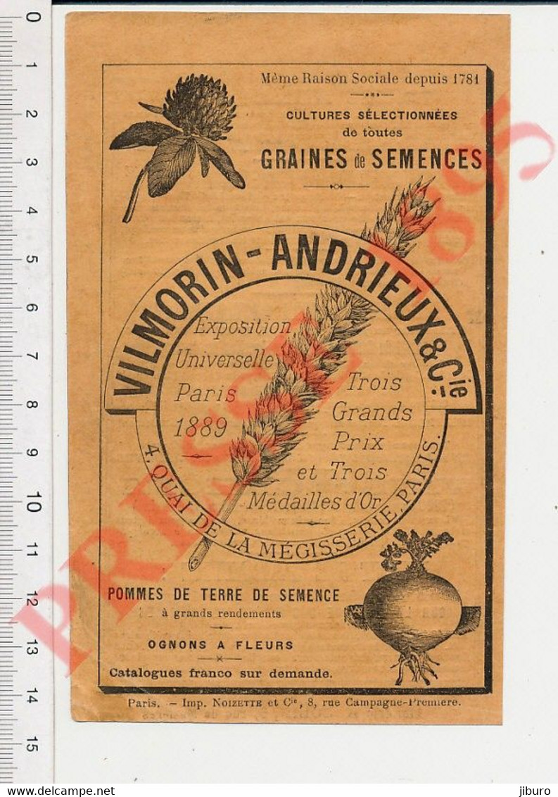 2 Vues Publicité 1895 Victor Combes Vire Lot 46 Rupestris / Graines Semences Vilmorin Andrieux  ANN5 - Non Classificati