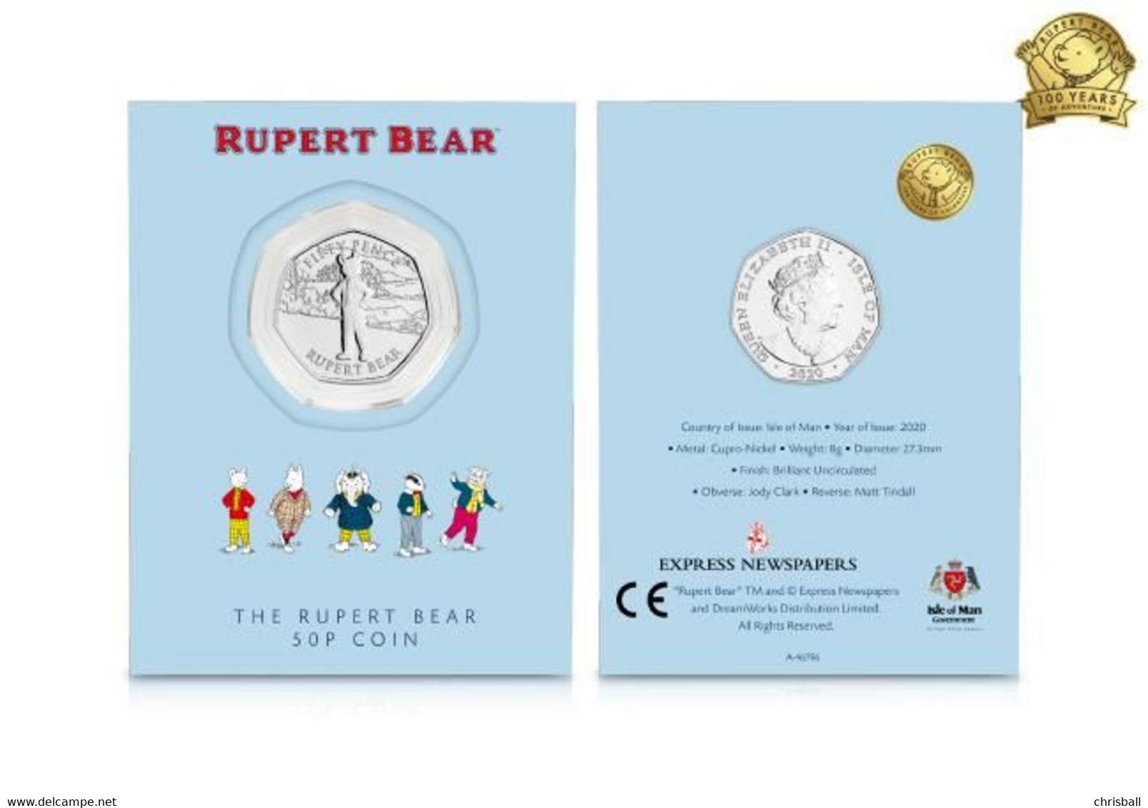 Isle Of Man - 50p Coin - Rupert Bear Uncirculated 2020 In Pack - Isle Of Man