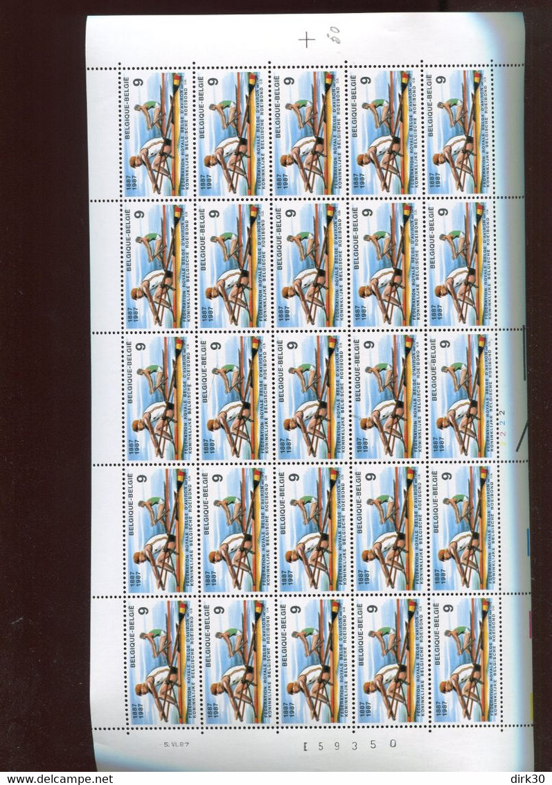 Belgie 1987 2259 Rowing FULL SHEET MNH Plaatnummer 2 - Unclassified