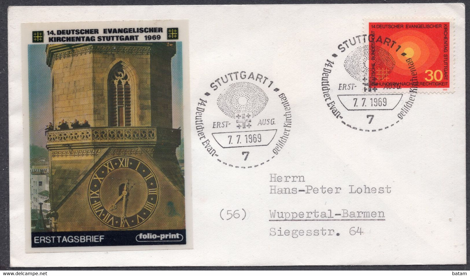 067 Germany 1969 - The 14th German Evangelical Church Day - FDC - Brieven En Documenten