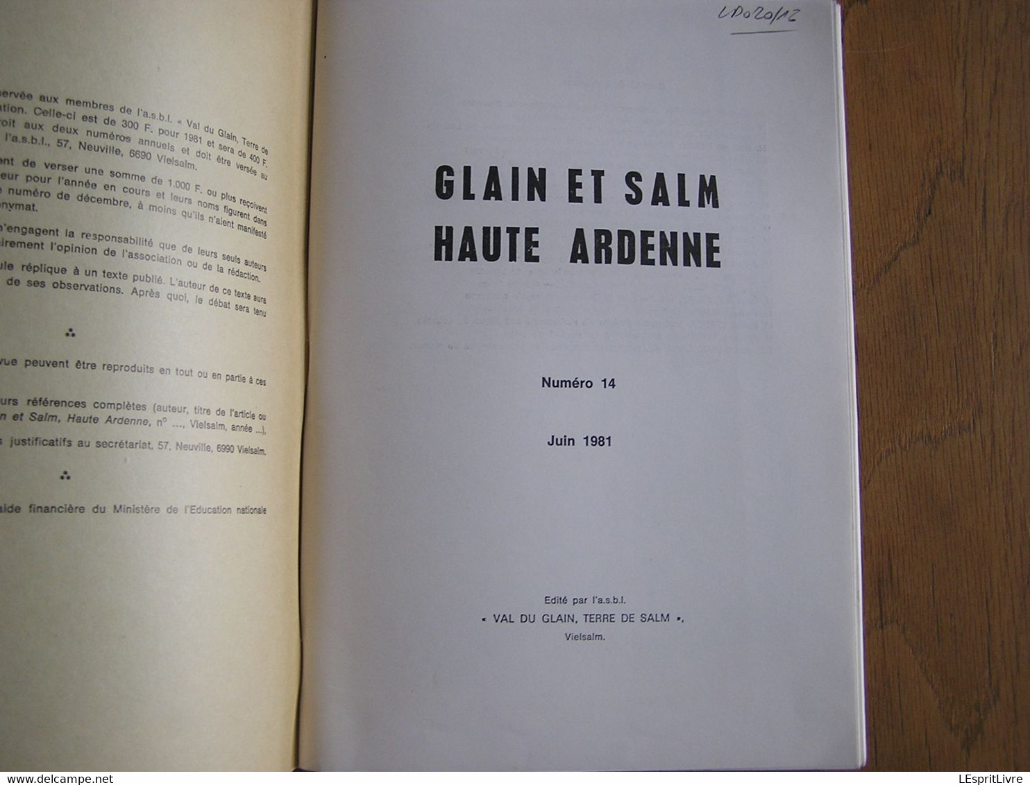 GLAIN ET SALM N° 14 Régionalisme Ardenne Stavelot Carrières Du Condroz Médecine Jubièval Rettigny Ardoisières Herbeumont - Belgien