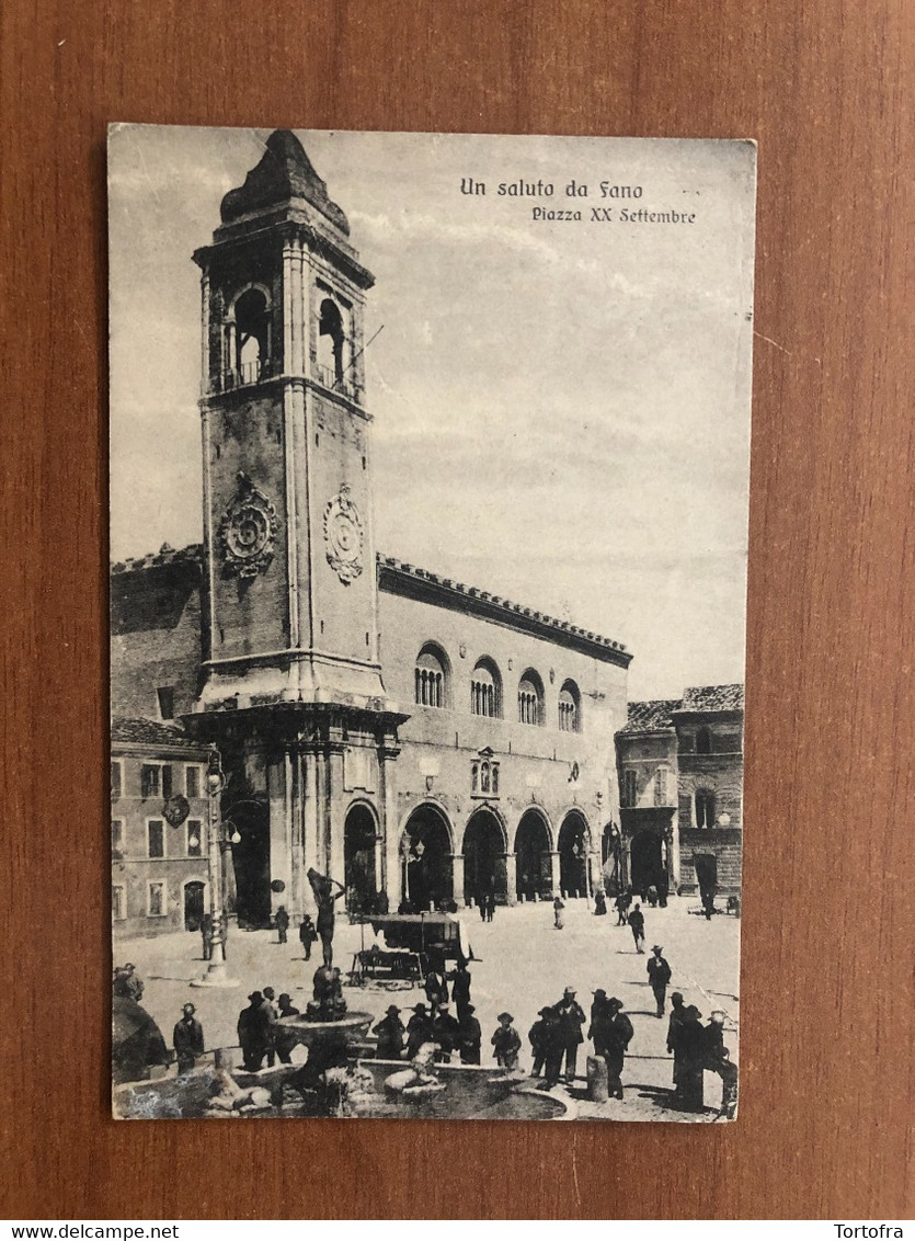 UN SALUTO DA FANO PIAZZA XX SETTEMBRE 1921 - Fano