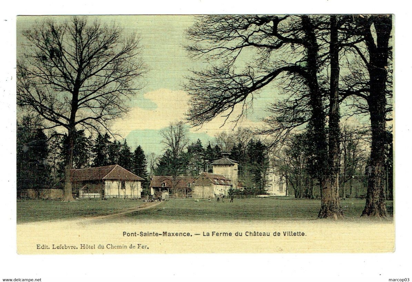 60 OISE PONT SAINTE MAXENCE La Ferme Et Le Château De Villette Belle Carte Tramée Peu Courante - Pont Sainte Maxence