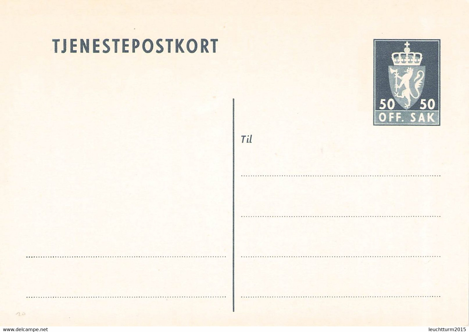 NORWAY - TJENESTE POSTKORT 50 Ö Unc / Q229 - Postal Stationery