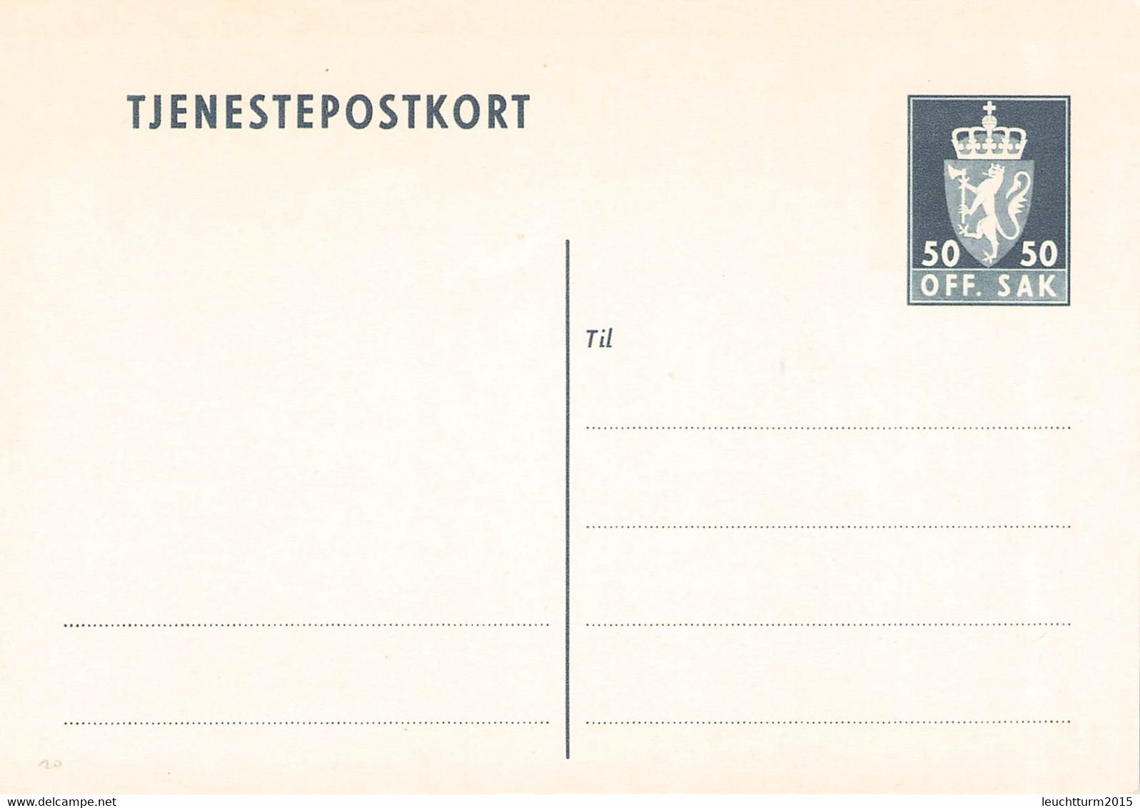 NORWAY - TJENESTE POSTKORT 50 Ö Unc / Q229 - Interi Postali