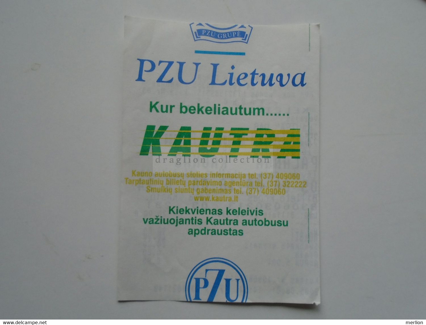 ZA339.50   Older  Bus   Ticket    -Lithuana  Palanga Kaunas  2005 - Autres & Non Classés