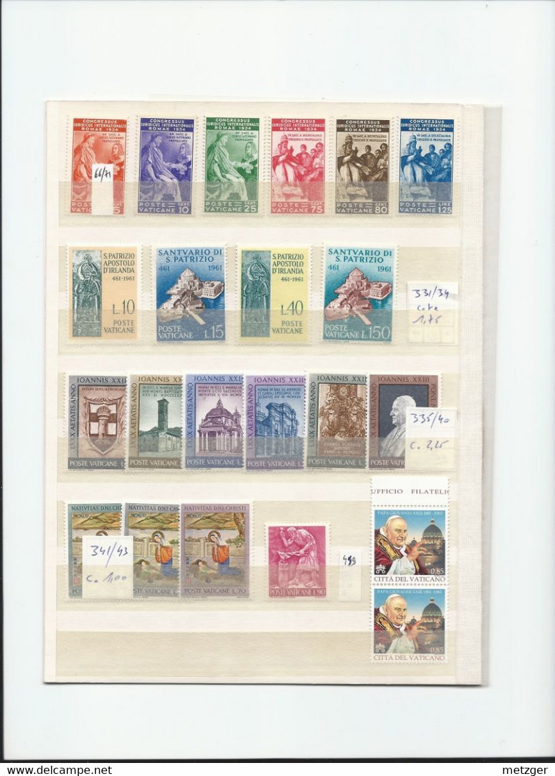 Vatican : Petit Lot De Timbres Neufs Sans Charnières Dont Série 66/71.Cote 2013 = 210€. - Sammlungen