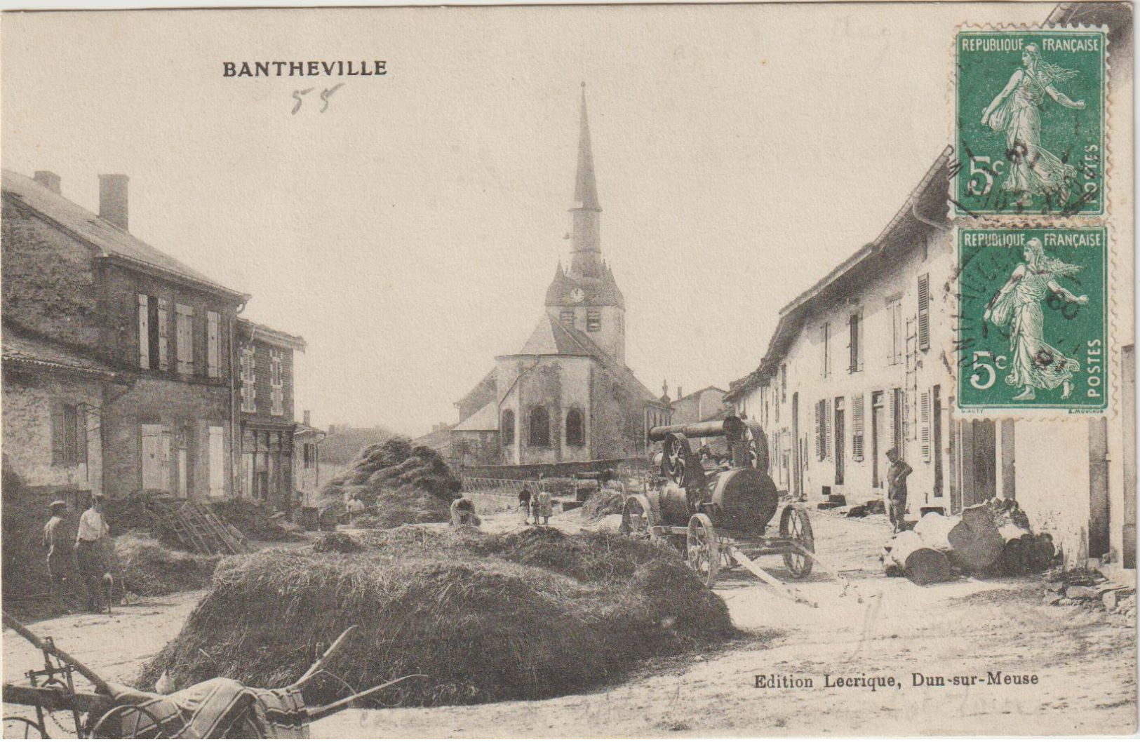 CPA  55  BANTHEVILLE  BATTAGE  MOISSONNEUSE BATTEUSE EN CENTRE VILLE - Autres & Non Classés