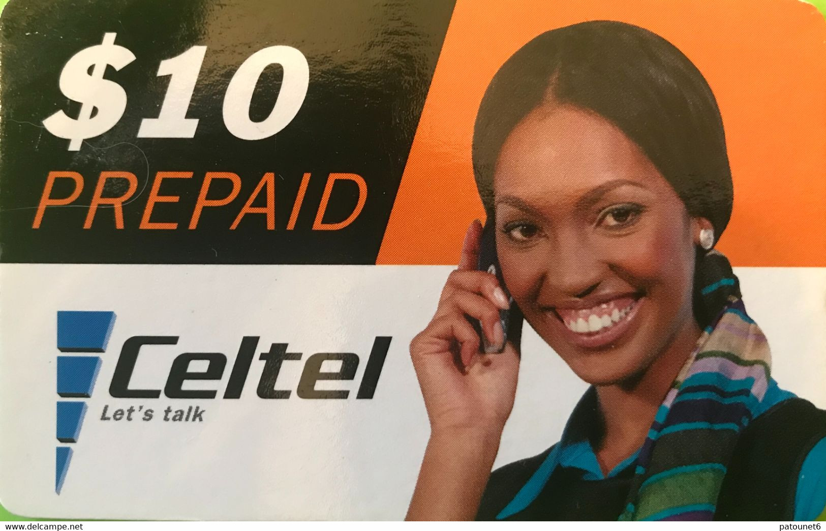 ZAMBIE  -  Prepaid  - Celtel - Woman With Phone  -  $ 5 - Zambie