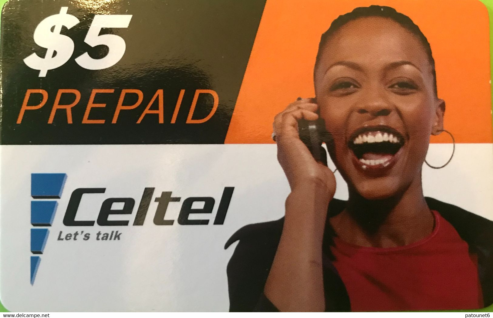 ZAMBIE  -  Prepaid  - Celtel - Woman With Phone  -  $ 5 - Zambie