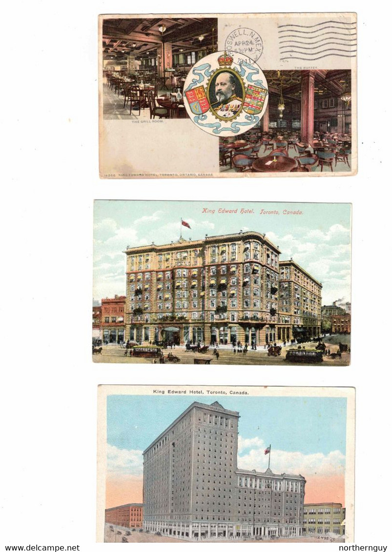 16 Different, TORONTO, Ontario, Canada Postcards.  KING EDWARD HOTEL- 2 UB, 1 RP, 7 Pre-1920, 4 WB, 2 Chrome