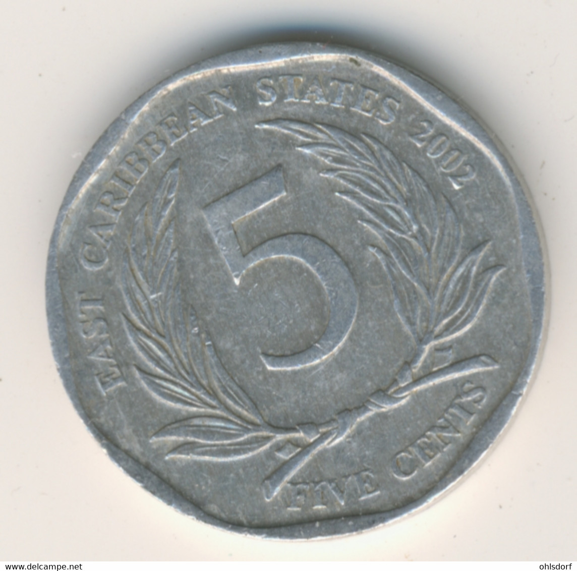 EAST CARIBBEAN STATES 2002: 5 Cents, KM 36 - East Caribbean States