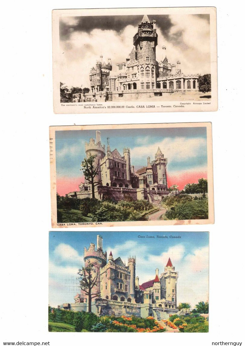 18 Different, TORONTO, Ontario, Canada Postcards. CASA LOMA- 1 RP, 2 Linen, 2 Guides, 12 Chrome, 1 4X6 - Toronto