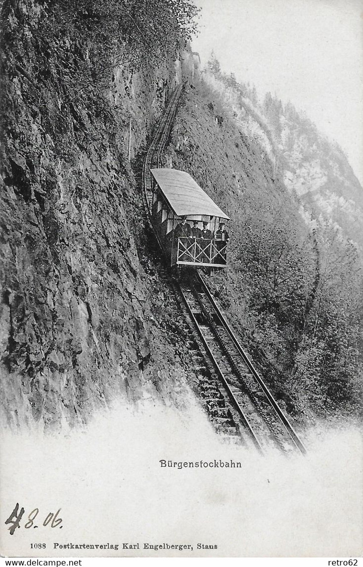 BÜRGENSTOCK BAHN → Bahn Mit Angestellten Auf Der Brücke Anno 1906 - Autres & Non Classés