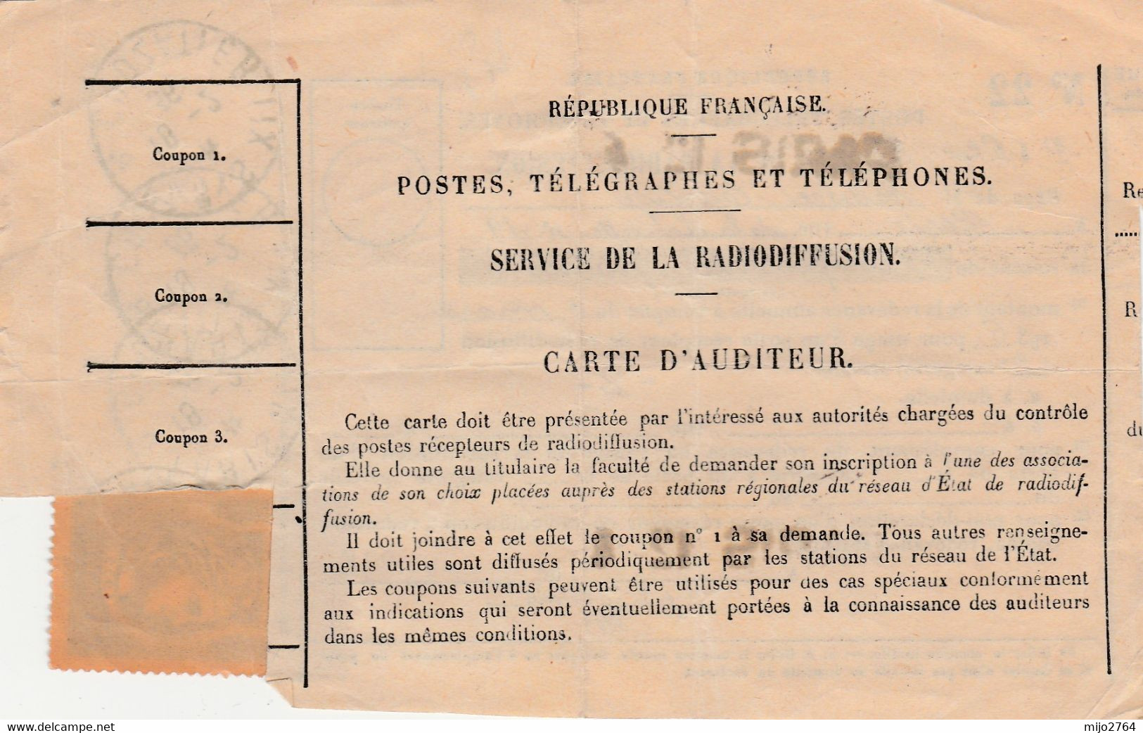 POSTES TELEGRAPHE ET TELEPHONES SERVICE DE LA RADIODIFUSION   1936 - Radiodifusión