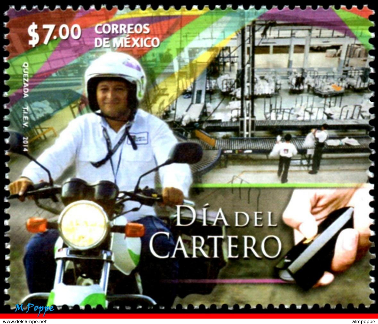 Ref. MX-2903 MEXICO 2014 POST, POSTMAN'S DAY,, MOTORCYCLE, MOTORBIKE, MNH 1V Sc# 2903 - Messico