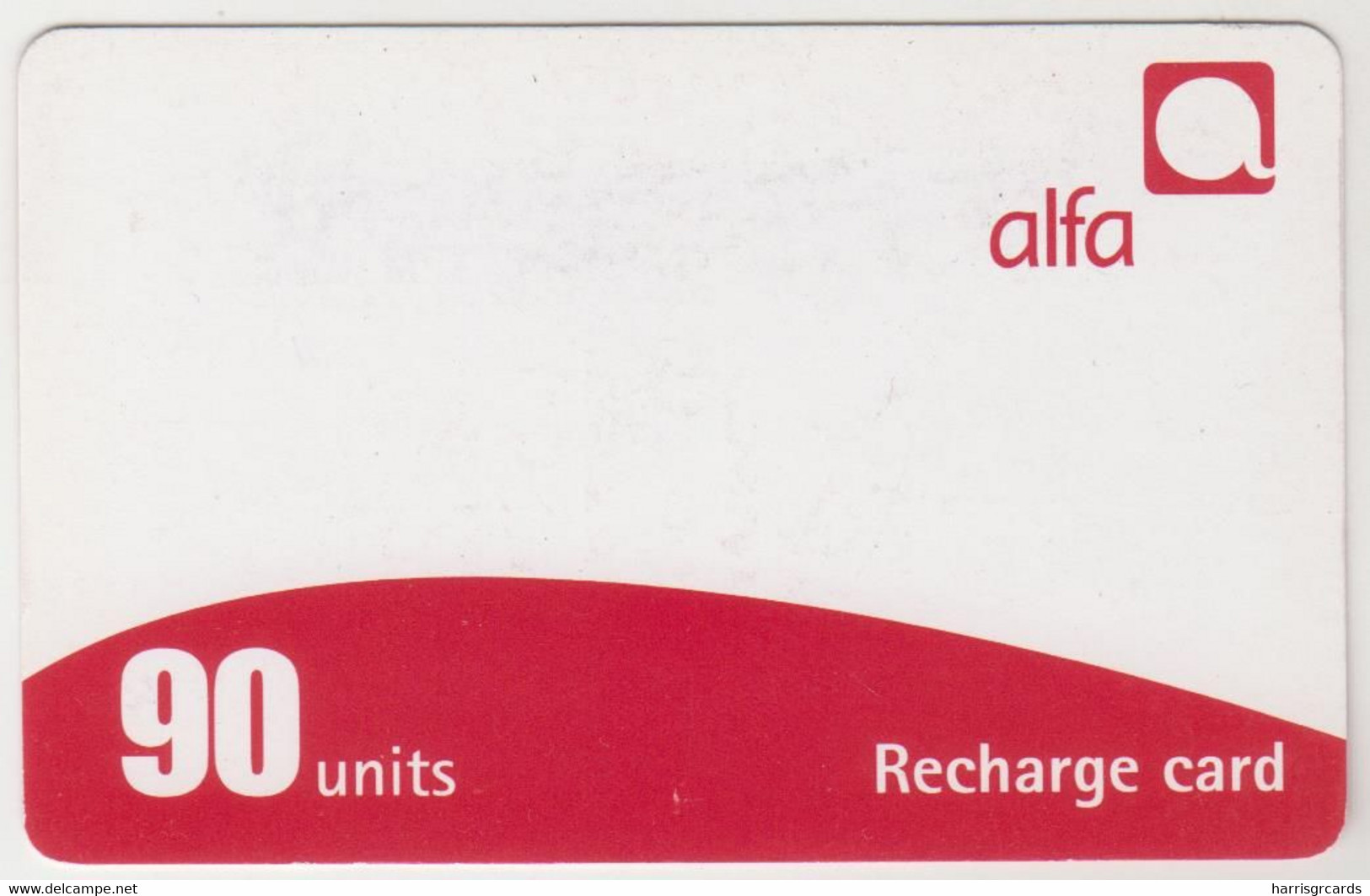 LEBANON - Alfa (white/red), Recharge Card 90 Units(matt Surface), Exp.date 15/03/06, Used - Liban