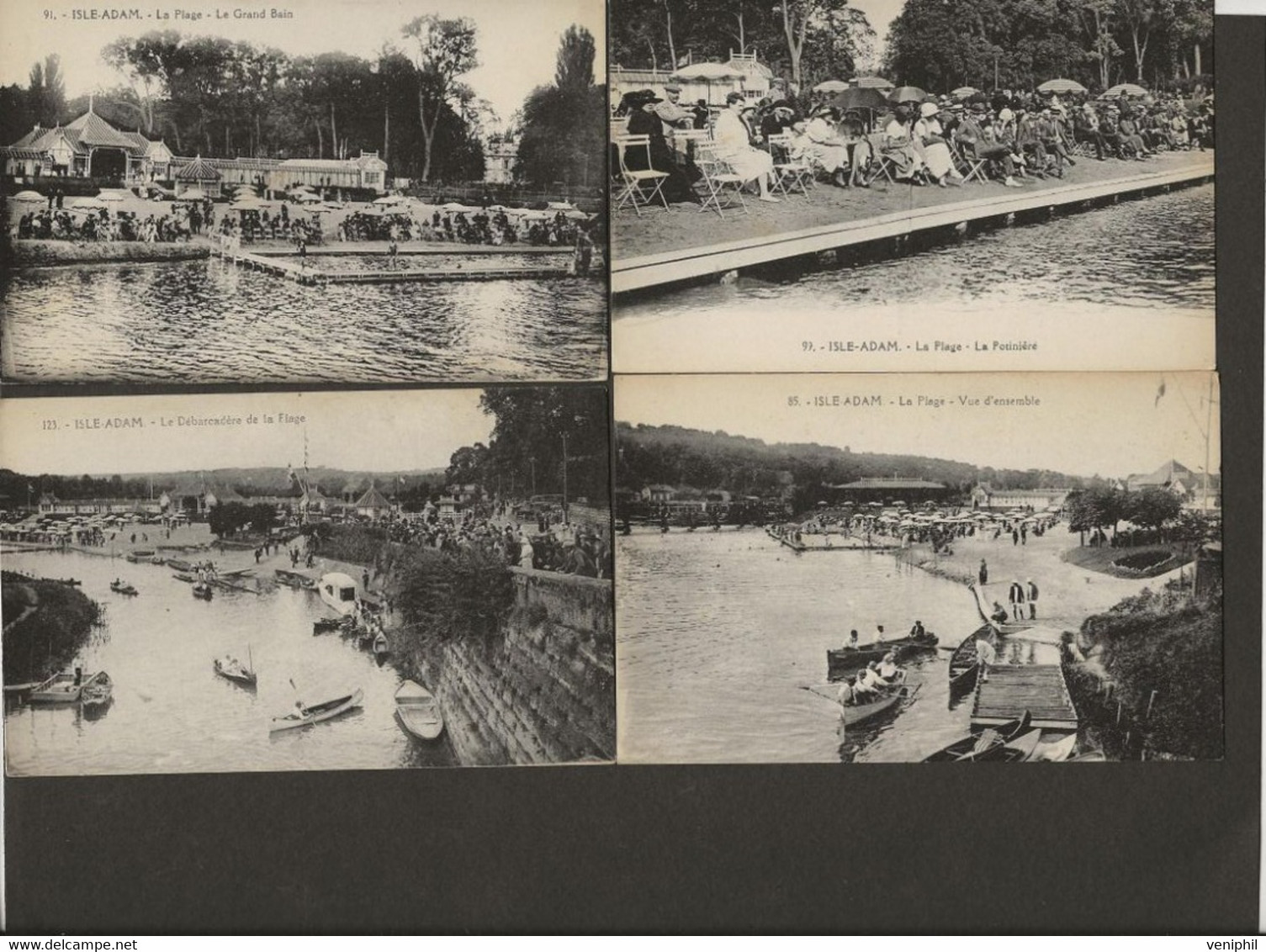 ISLE - ADAM - VAL D'OISE - LOT DE 4 CARTES SUR LA PLAGE -ANNEE 1915-1920 - L'Isle Adam