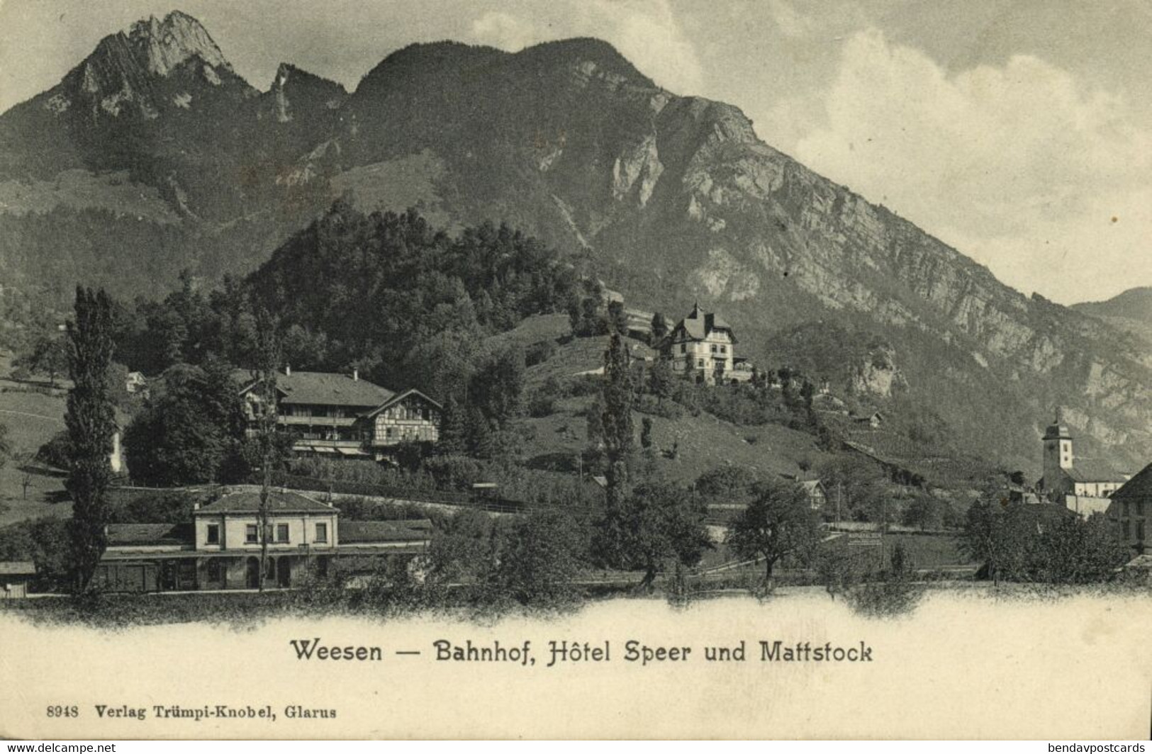 Switzerland, WEESEN, Bahnhof, Hotel Speer Und Mattstock (1900s) Postcard - Weesen