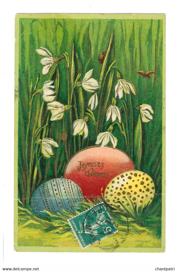 Joyeuses Pâques - Oeuf Et Fleurs - Gaufrée - 7640 - Easter