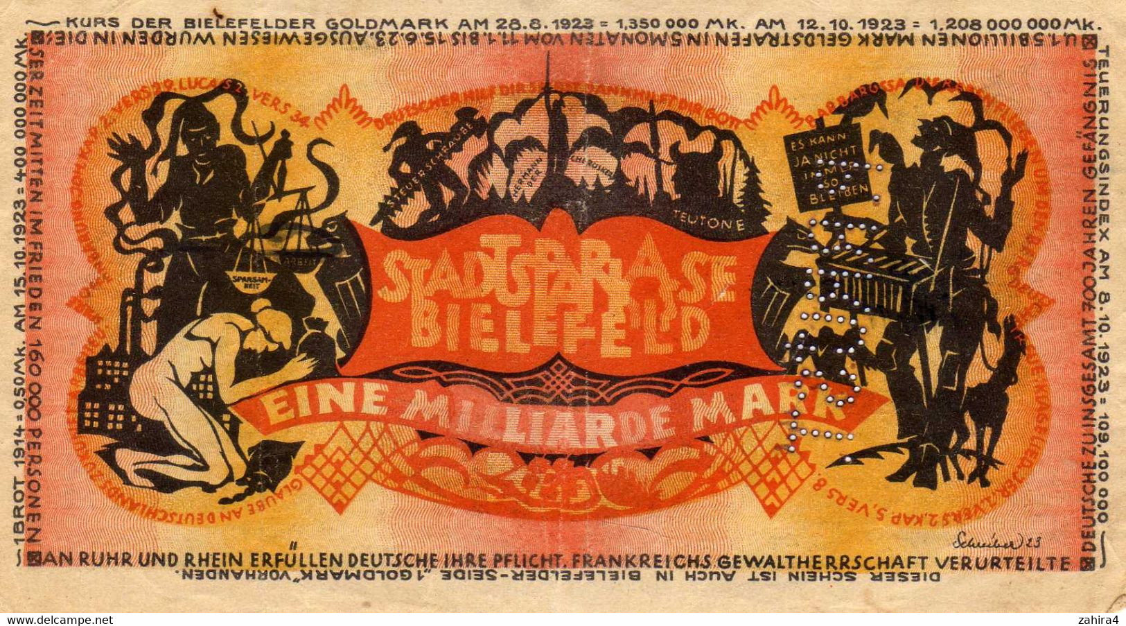 Eine Milliarde Mark - Bielefeld, Den 1.2.23. - Perforé P.RRÜST ?? - A Identifier