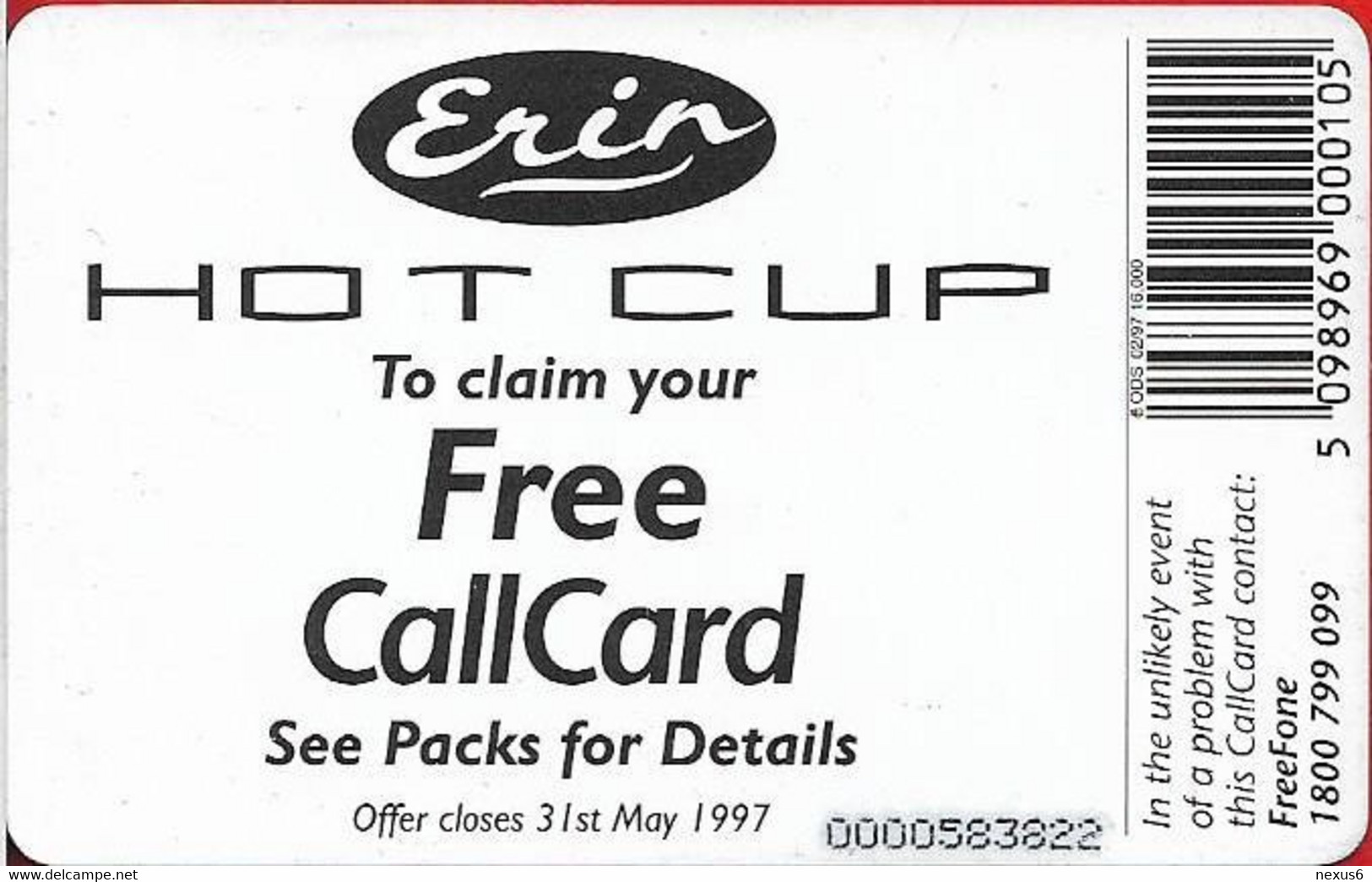 Ireland - Eircom - Erin Hot Cup '97 - 02.1997, 10Units, 16.000ex, Used - Irlanda