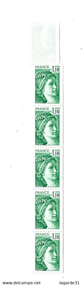 France - "Sabine" 1,10F Rouge -.Roulette De 11 Yvert 73 ** - 2062 1 Bandes Phospho - Roulettes