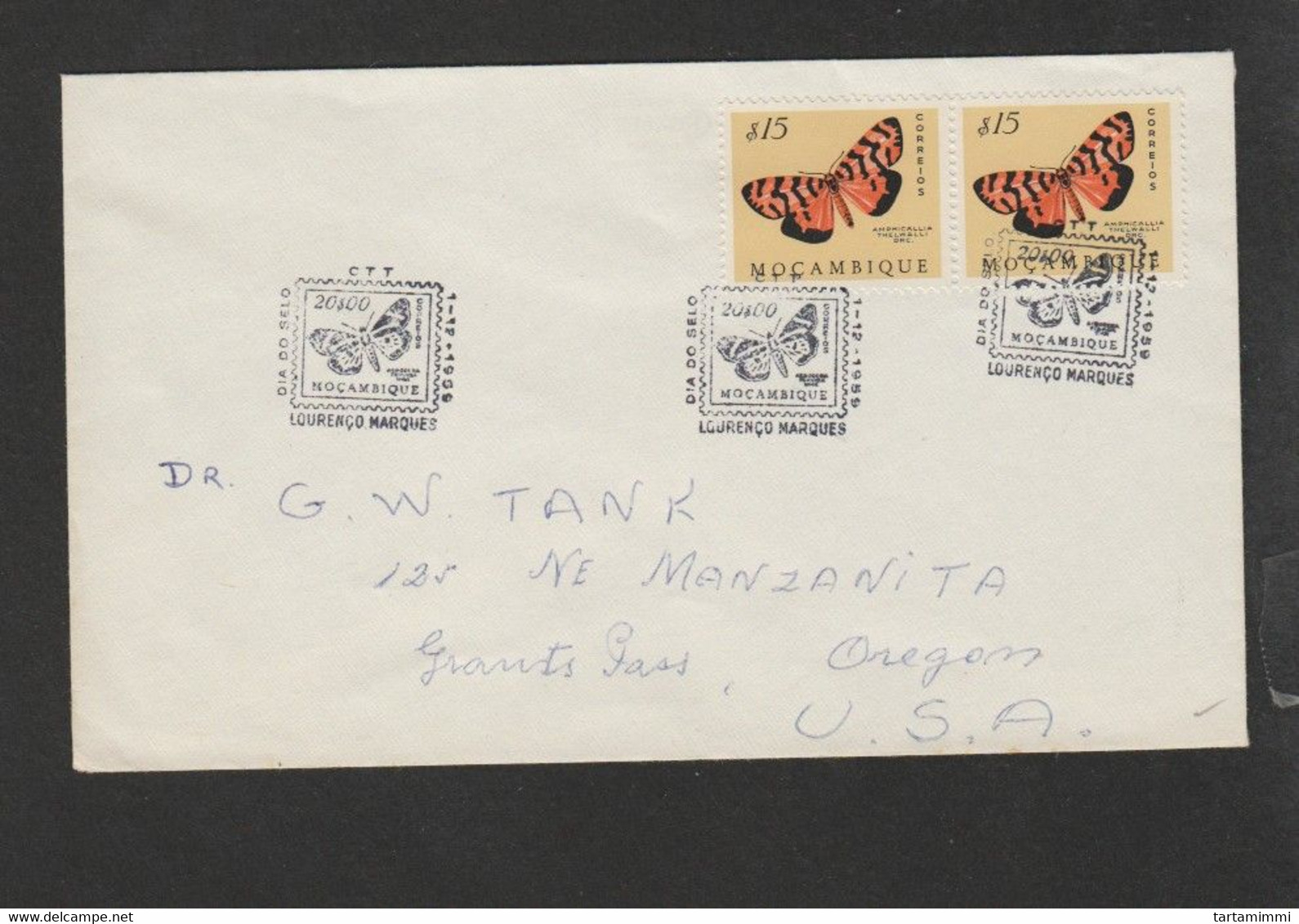 RARE Moçambique Mozombico Butterfly Butterflies Papillons Farfalle Mariposas 1959 FDC - Papillons