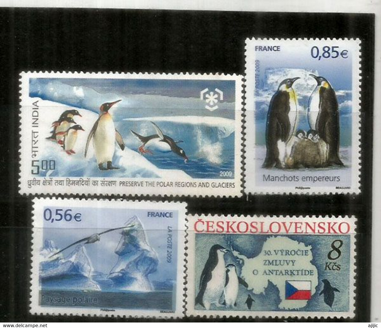 Preserve The Polar Regions & Glaciers. 4 Timbres Neufs ** France-Inde-Czech Republic. - Préservation Des Régions Polaires & Glaciers