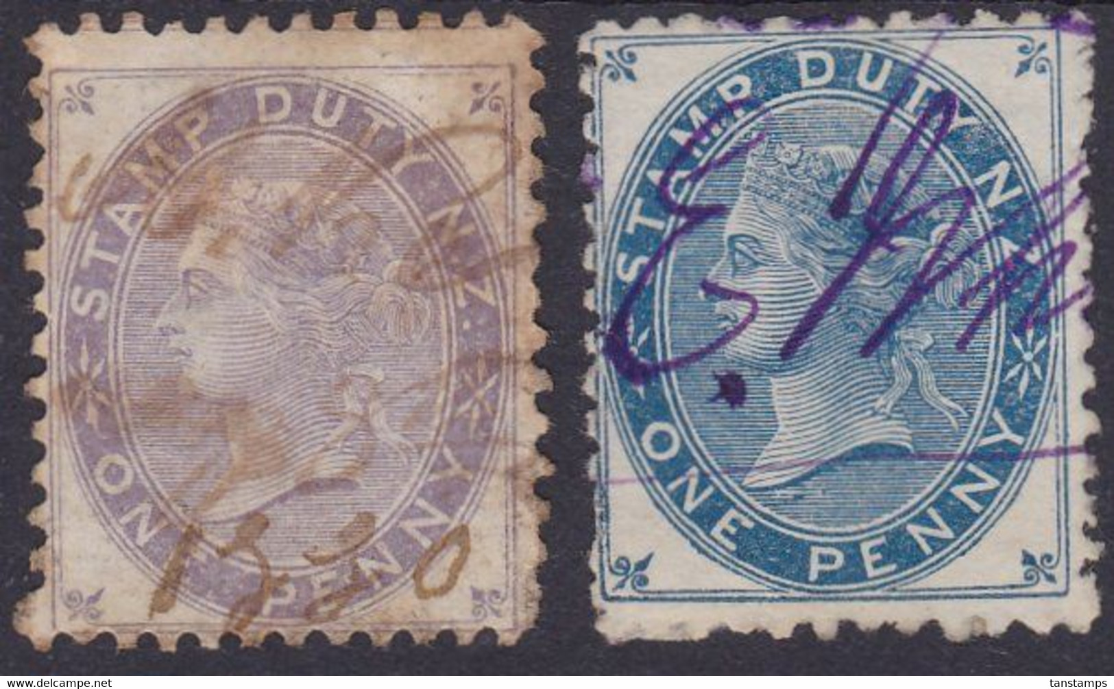 Scarce New Zealand 1d Small QV Duty Revenues - Fiscali-postali