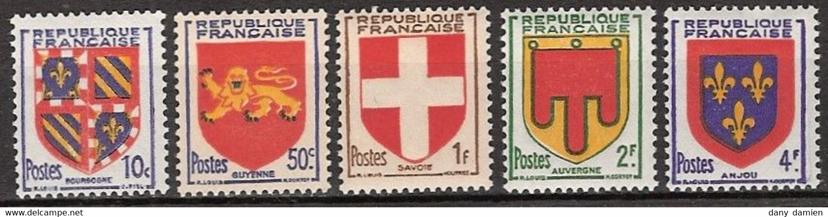 France - YT 834, 835, 836, 837, 838 Et 839 (1949) Armoiries De Provinces (IV). Neuf ** - Ungebraucht