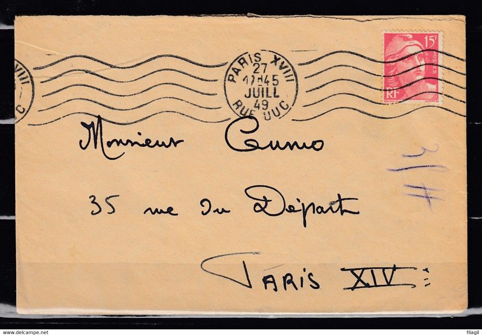 Brief Van Paris XVIII Rue UUC Naar Paris - Covers & Documents