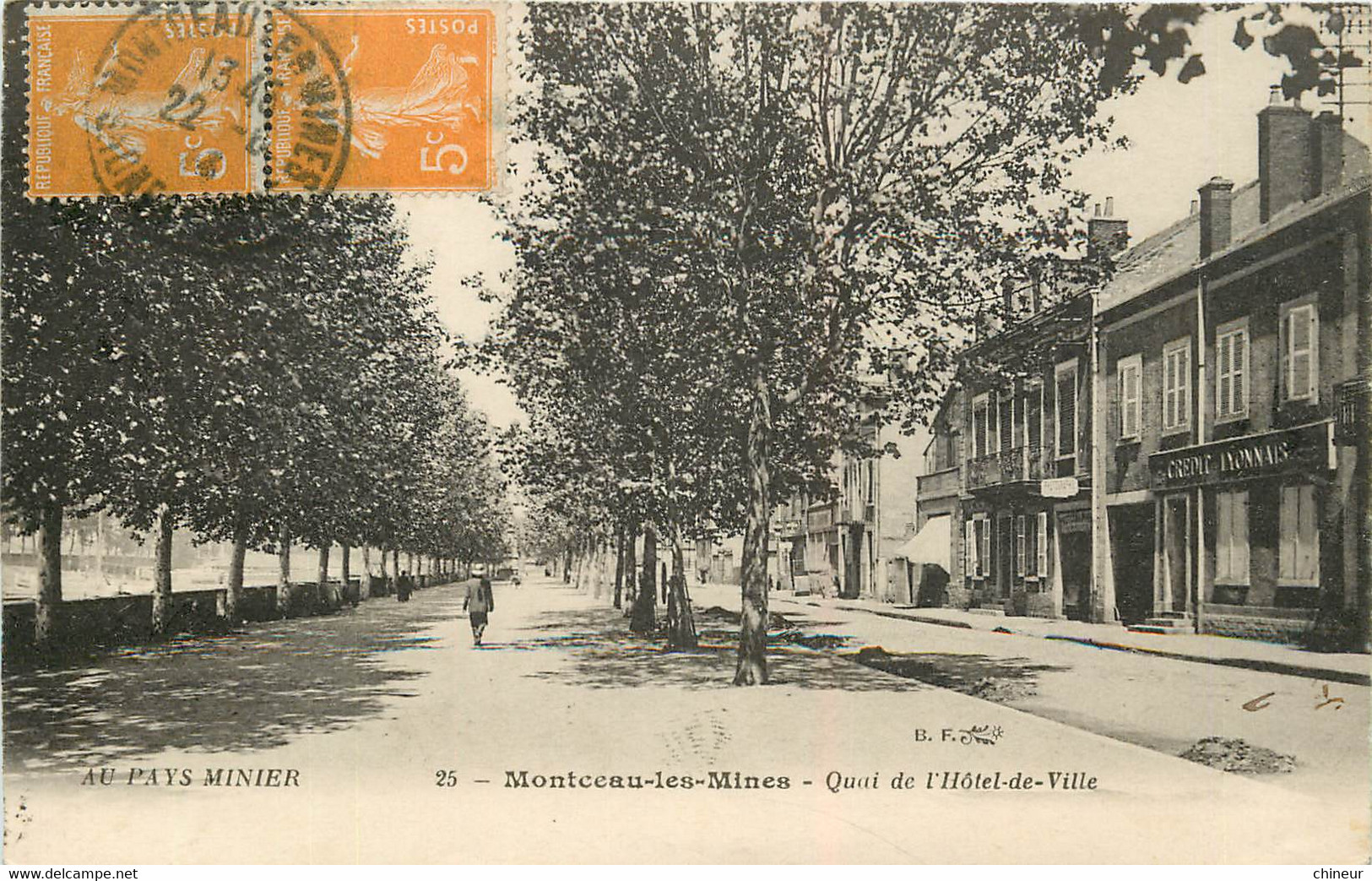 MONTCEAU LES MINES QUAI DE L'HOTEL DE VILLE ET LE CREDIT LYONNAIS - Montceau Les Mines