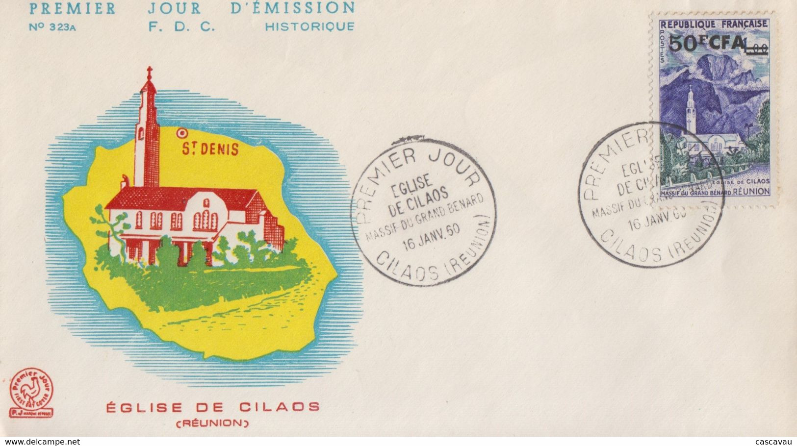 Enveloppe  FDC  1er  Jour   REUNION   Eglise  De  CILAOS   1960 - Andere & Zonder Classificatie