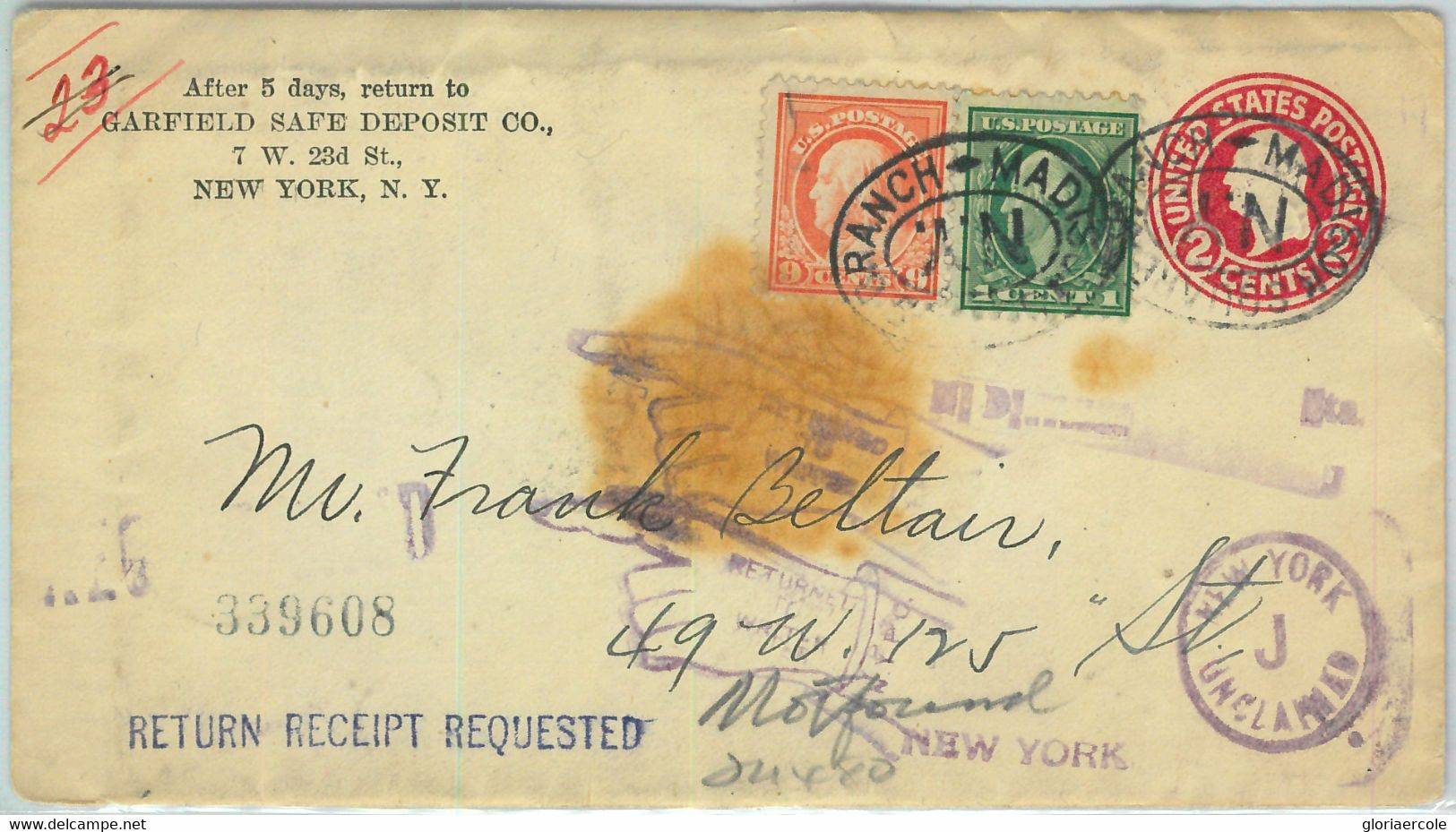 91371 - USA - POSTAL HISTORY - Private Print STATIONERY COVER Returned To Sender - Autres & Non Classés