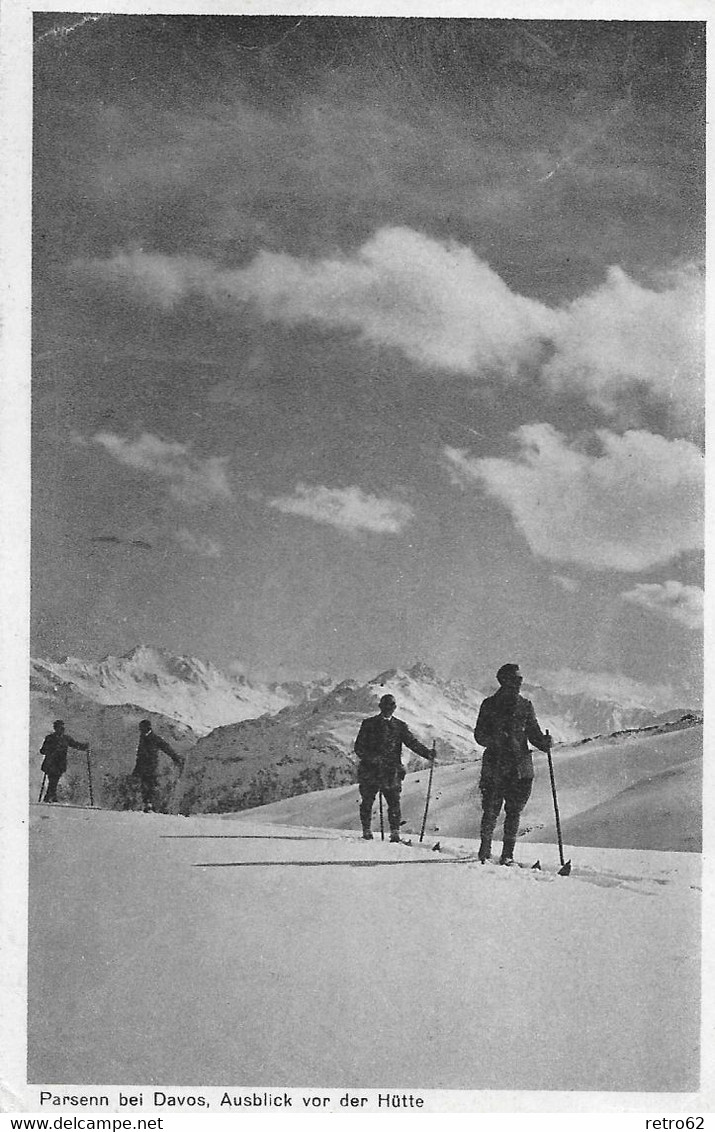 DAVOS → Parsenn Mit Skitouristen Vor Der Hütte Anno 1931 - Davos