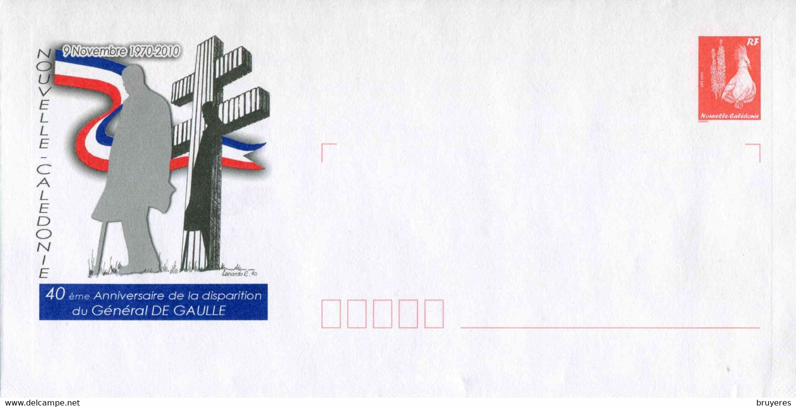 PAP De 2010 Avec Timbre "Cagou Rouge" Et Illust. "40e Anniversaire De La Disparition Du GENERAL DE GAULLE" - - Prêt-à-poster