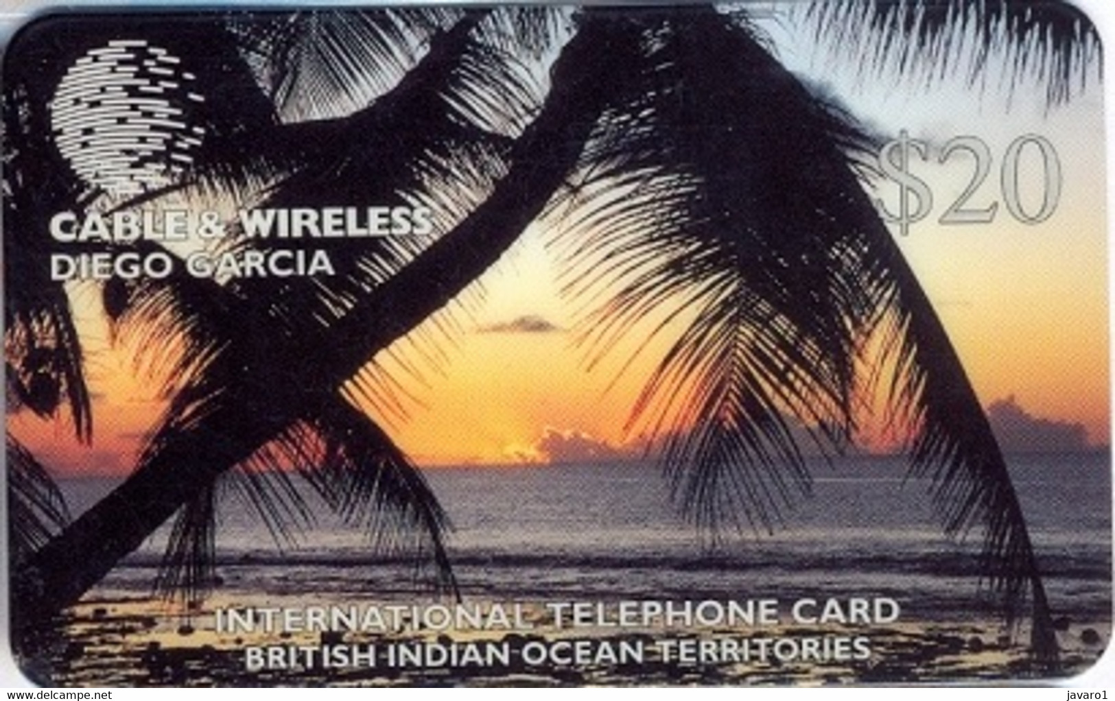 DIEGOGARIA : DGAR18 $20 (small) Palmtrees At See/sunset USED - Diego-Garcia