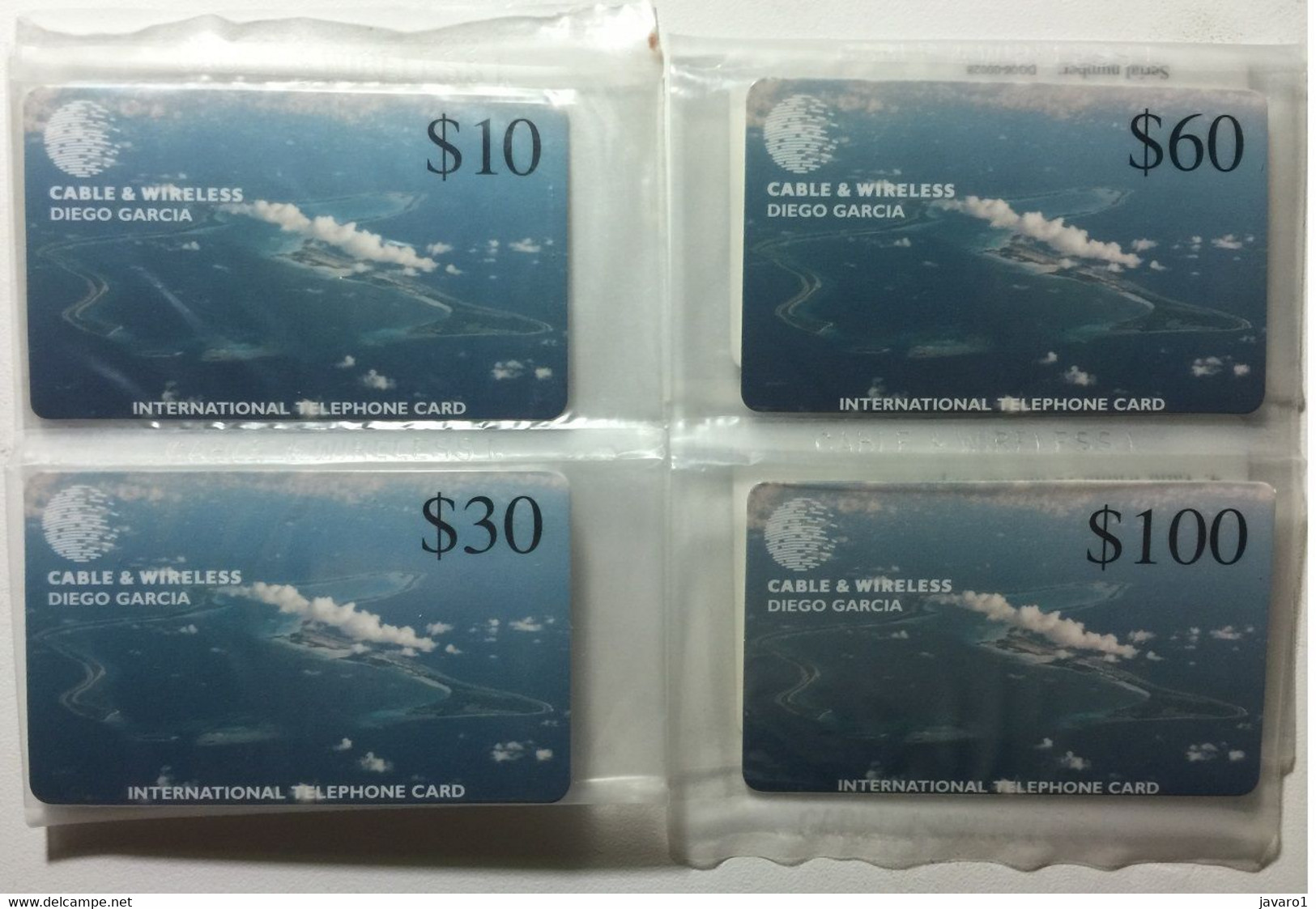 DIEGO GARCIA : DGAR05/8  Set Of 4 $10,$30,$60,$100 (500m) 1st Issue THIN Cards MINT - Diego-Garcia