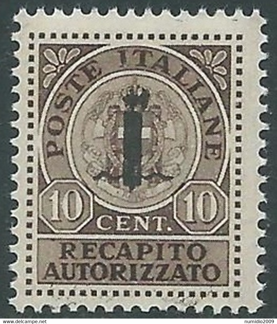 1944 RSI RECAPITO AUTORIZZATO 10 CENT MNH ** - RB6-3 - Posta Espresso