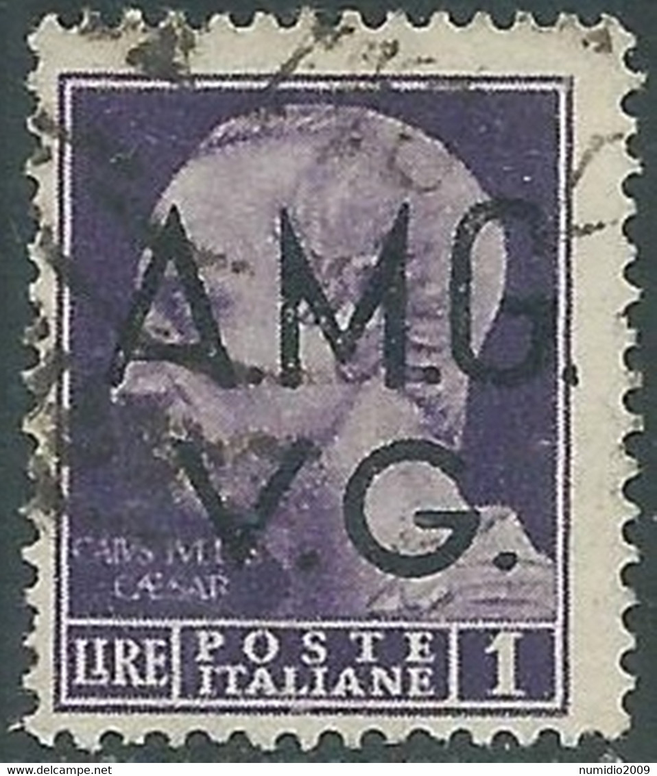 1945-47 TRIESTE AMG VG USATO IMPERIALE 1 LIRA - RB18-2 - Oblitérés