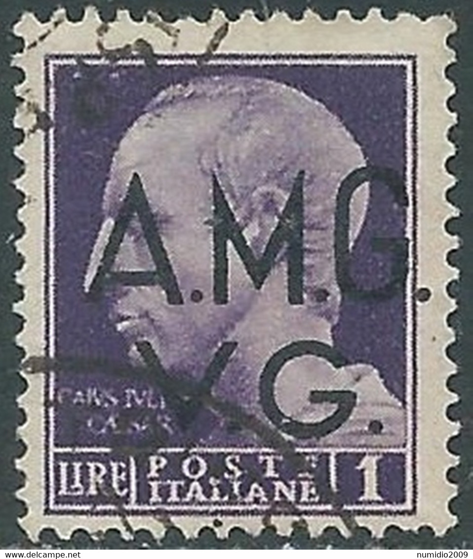 1945-47 TRIESTE AMG VG USATO IMPERIALE 1 LIRA - RB18-3 - Oblitérés