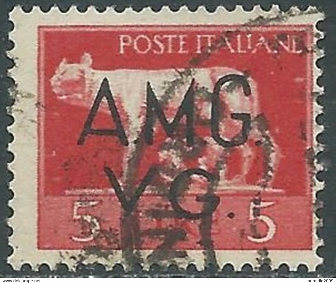 1945-47 TRIESTE AMG VG USATO LUPA 5 LIRE - RB18-5 - Usados