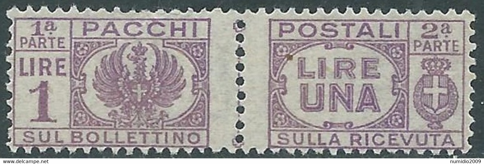 1946 LUOGOTENENZA PACCHI POSTALI 1 LIRA MNH ** - CZ22-5 - Paketmarken