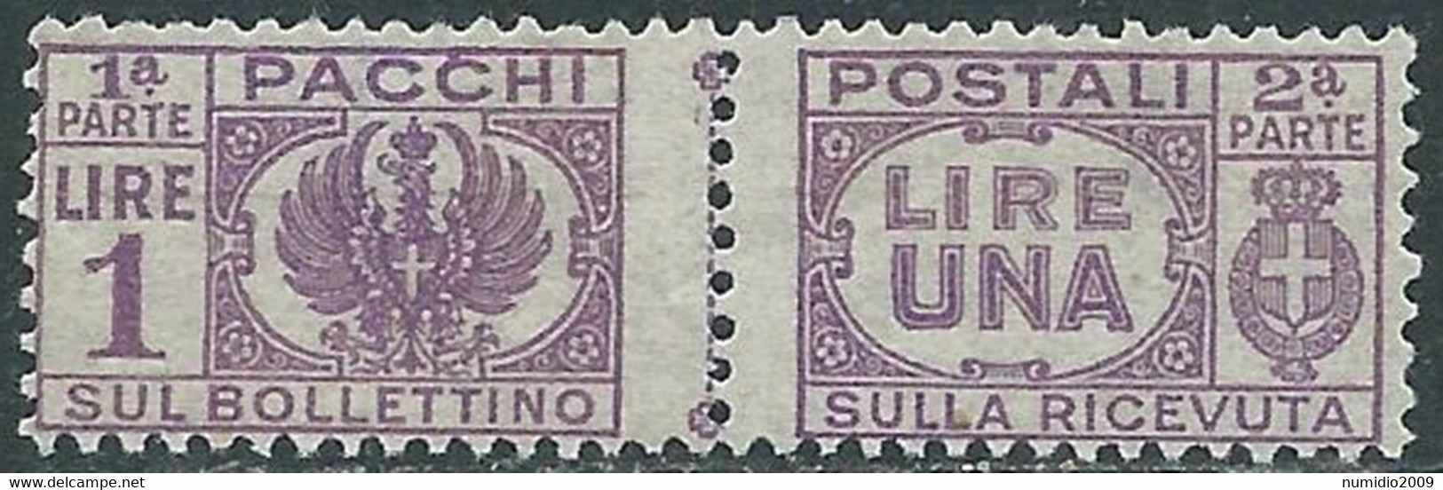 1946 LUOGOTENENZA PACCHI POSTALI 1 LIRA MNH ** - CZ22-6 - Paketmarken