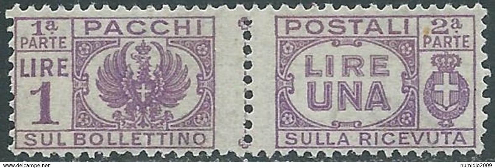 1946 LUOGOTENENZA PACCHI POSTALI 1 LIRA MNH ** - CZ22-7 - Paketmarken