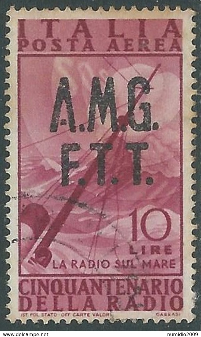 1947 TRIESTE A USATO POSTA AEREA RADIO 10 LIRE - CZ34-6 - Poste Aérienne